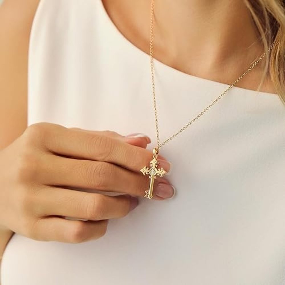 Neiman Marcus 18K Gold Plated Eternal Faith Cross Necklace